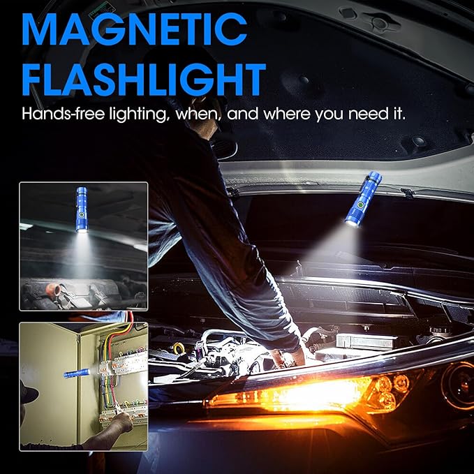 Rechargeable Flashlight High Lumens, 12000 High Lumens Super Bright Flash Light, 1500 Meter Long-Range Zoomable LED Flashlights for Emergency, EDC, Searching, Waterproof Flashlight Dimmable Blue Pcs