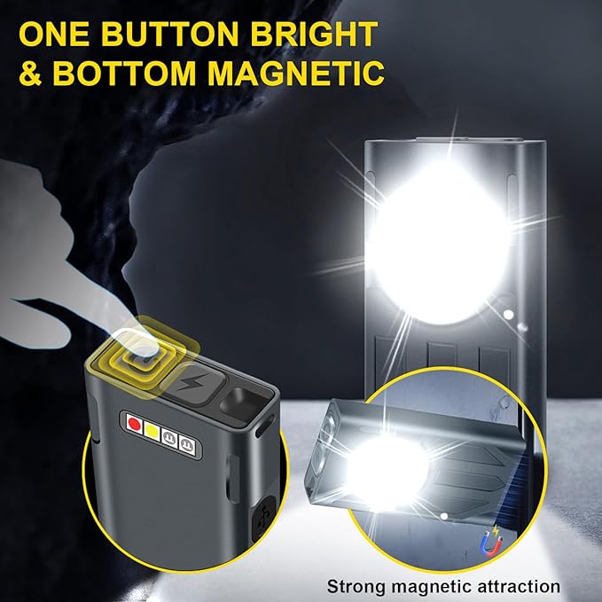 AVNICUD LED Mini Flashlights, 1100 Lumens Small Flashlight with 4 Side LED & Keychain, 5 Modes Rechargable Handheld Pocket Torch with High Lumens for Camping, Outdoor-(Gray)