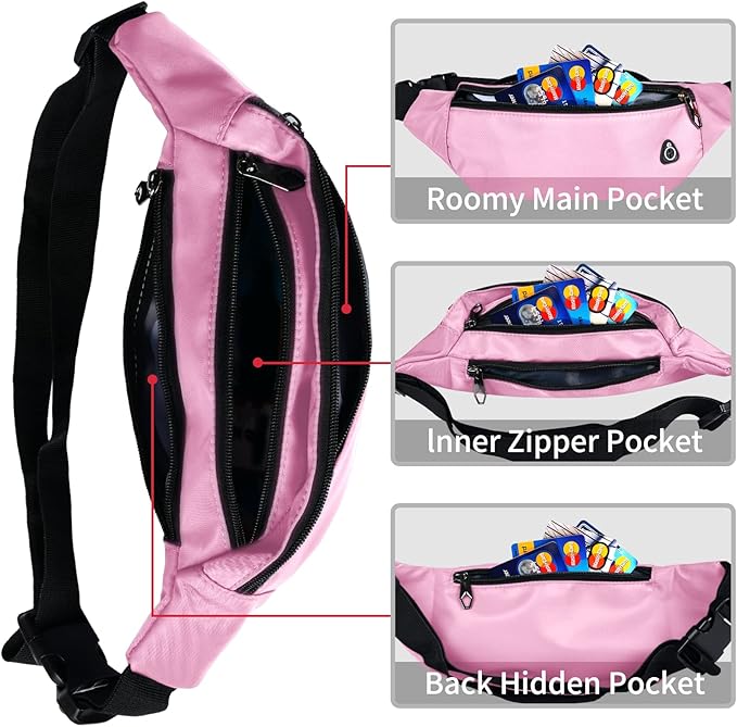 Fanny Pack for Men Women, Waterproof Sports Waist Bag Pack, Belt Bag for Travel Hiking Running