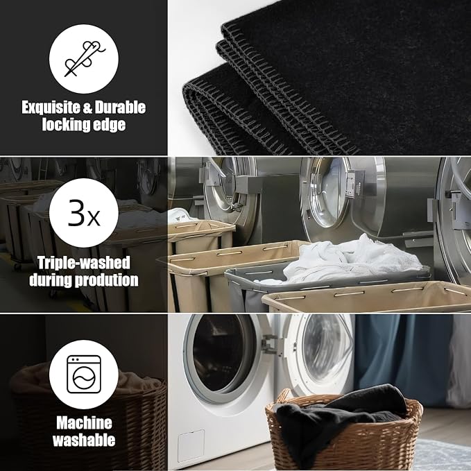 100% Wool Blanket, 62" x 86", Warm, Thick, Washable, Military Wool Blanket, Great for Camping, Outdoors, Sporting Events, Survival Kits,Carbon Black