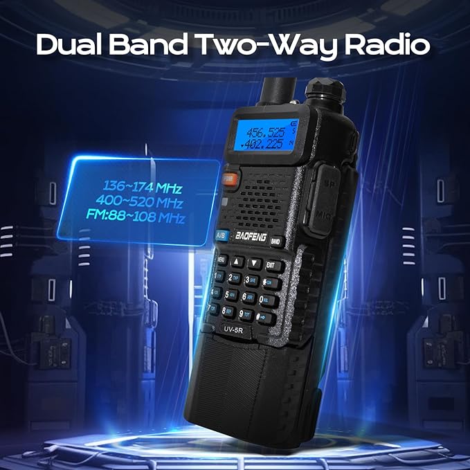 BAOFENG UV-5R 8W Ham Radio Handheld Long Range with 3800mAh Type-C Charging Port Battery, UV5R Rechargeable Handheld Walkie Talkie, Dual Band Two Way Radio for Adults (2 Pack)