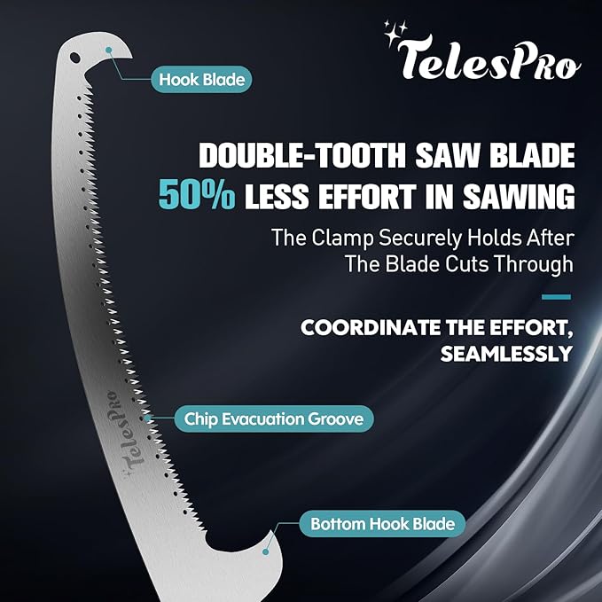 Extendable Tree Trimmer: Manual Pole Saw | 7-30ft Telescoping Pruning Pole for Tree Trimming | Saw Attachment, Safety Goggles, and Gloves Included | Trim Branches up to 2" Diameter