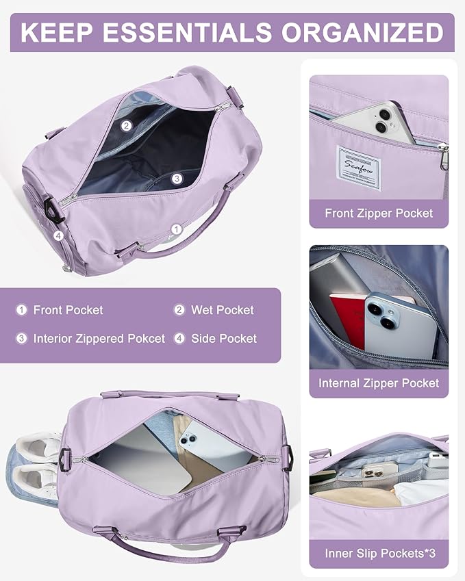 Gym Bag Womens,Travel Duffel Carry on Bag Sport Tote Bag Weekend Overnight Bag