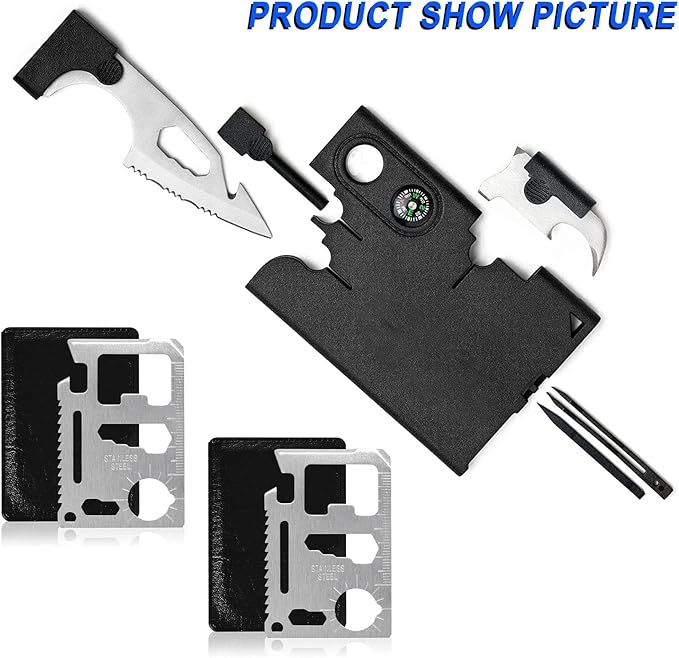 18 in 1 Credit Card Tool Survival Multitool Pocket Tool Set,2 pieces11-in-1 Survival Credit Card Multitool Gift For Men Multipurpose Tactical Wallet Tool,Best gift for men.