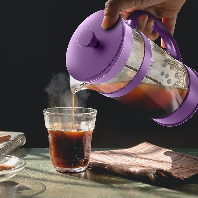 Utopia Kitchen 12 Ounce 0.35 Liter French Press Coffee Maker, Tea Maker, Travel Coffee Presses, Heat Resistant Thickened Borosilicate Coffee Pot for Camping Travel Gifts, Plum Pack of 1
