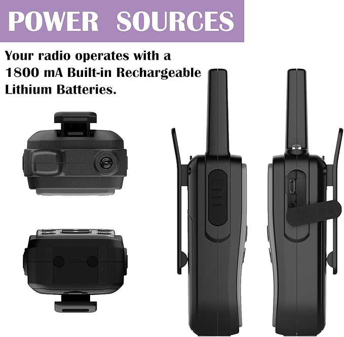 Long Range Gray Walkie talkies, 2 Way Radio Rechargeable, Camping Walky Talky for Adults, Survial Kits and Equipment, 50 Channel 142 Privacy Codes, & NOAA Weather Scan