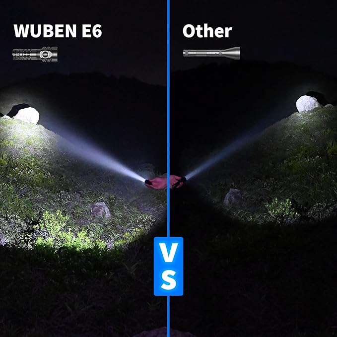 WUBEN E6 Pocket Flashlight Rechargeable 900 High Lumens, 5 Modes EDC Tactical Flashlight, Small but Powerful LED Flashlight, IP68 Waterproof Light Projector for Hunting, Outdoor, Hiking, Emergency