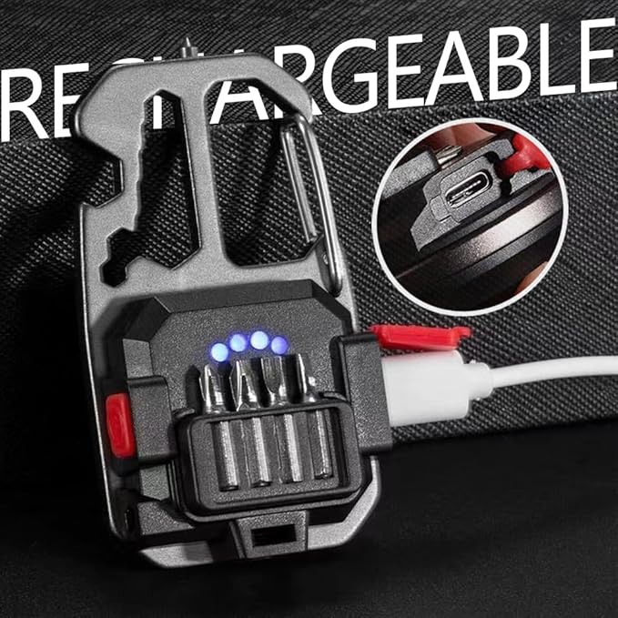 Keychain Flashlight for Camping - Mini Size - Rechargeable Keychain Light Pocket Mate for Keyring, 5 Modes, Multiple Functions (Black-3)