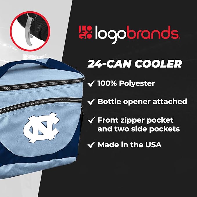 Logo Brands NCAA Unisex Adult 24-Can Cooler with Bottle Opener and Front Dry Storage Pocket, One Size, Multicolor