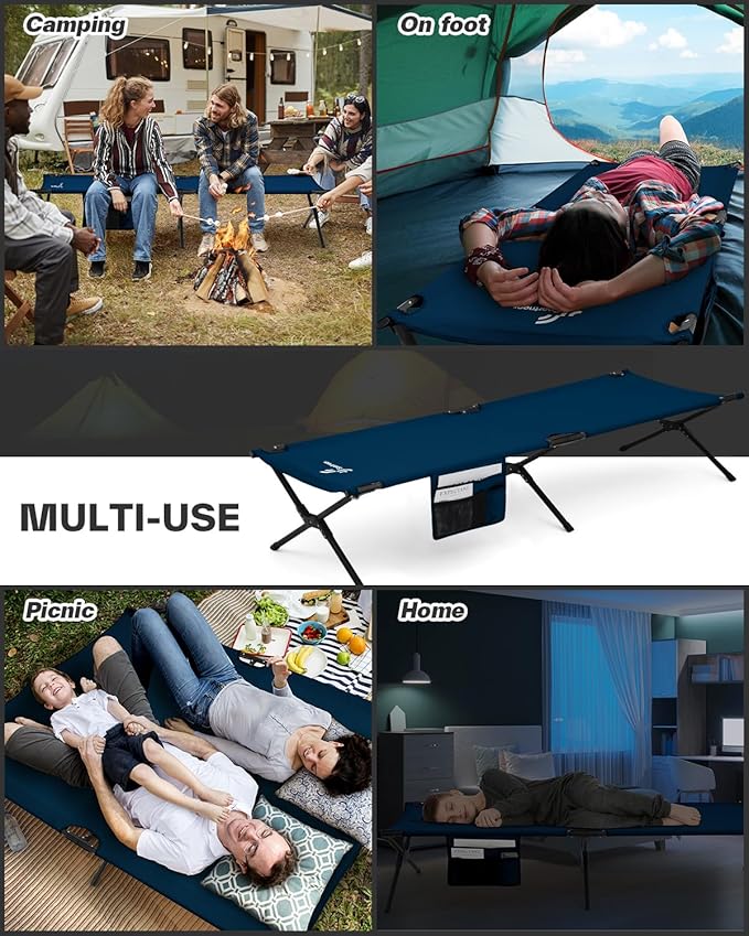Sportneer Camping Cot, Military Cot Portable Camping Cots for Sleeping 78.3"x28.7"x14.6" Heavy Duty Folding Bed for Adults Teen Outdoor Travel Camping Tent Lounge Office Support 330 Lbs