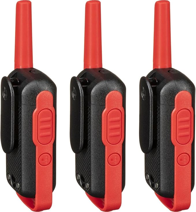Motorola Solutions, Portable FRS, T210TP, Talkabout, Two-Way Radios, Rechargeable, 22 Channel, 20 Mile, Black W/Red, 3 Pack