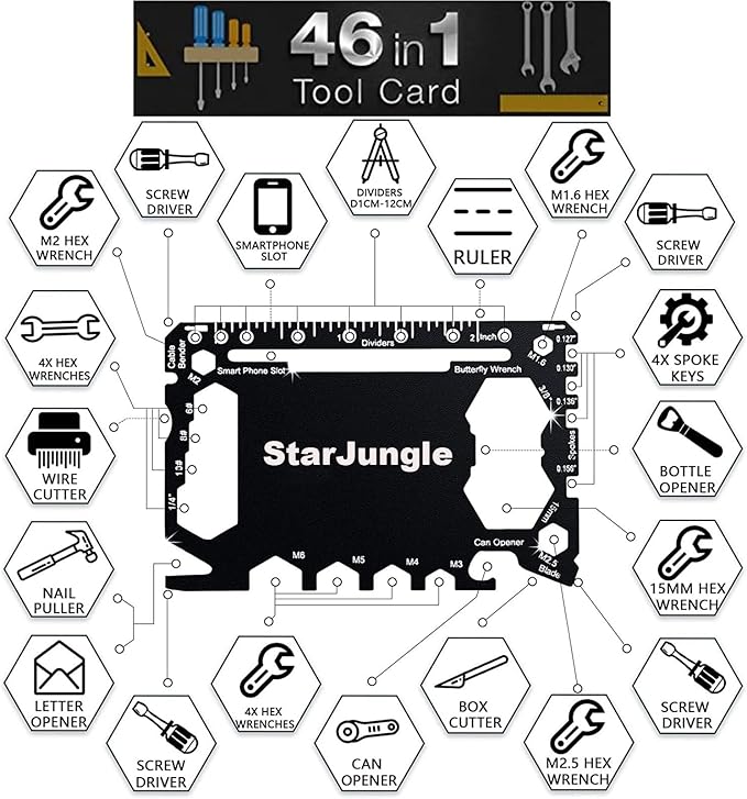 Multi purpose survival Pocket tool - 43 in 1- wallet credit card size Ninja Tactical Multitool Christmas Gifts Stocking Stuffers for Men (1 PACK)