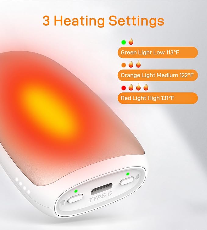 Hand Warmers Rechargeable, Electric Reusable 5000mAh Single Sided or Double Sided Heating Battery Pack for Football Winter Camping Fishing Skiing, Great Gift for Women and Men