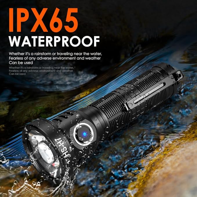 Home Safety H7 EDC USB Rechargeable Flashlight, High Lumens Tactical Flashligt Powerful Pocket Light with SFT-40 LED & TIR Lens Bright Waterproof Torch for Home Emergency,Home