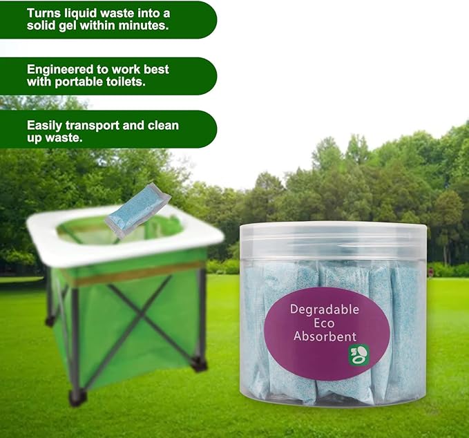 Self-Dissolving Pods Urine Packs Turn to Disposable Gel 20 Pack Portable Toilet Absorbent Gel, Urine Absorber Chemicals Degradable