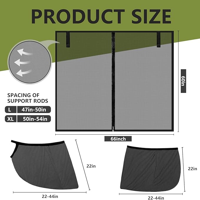 Yahenda 5 Pcs Car Camping Tailgate and Window Shades Set Car Camping Net Screen for Windows Stretchy Front Rear Sun Shade Breathable Stretch Window Screen for Privacy Mosquito(L)