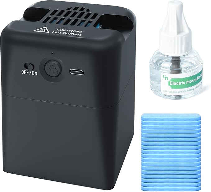 Mosquito Repeller Rechargeable 10000mAh Indoor Outdoor with 20' Mosquito Protection Zone,includes 280 Hr Working Refill (1 bottle Refill and 20 Pcs Refill)
