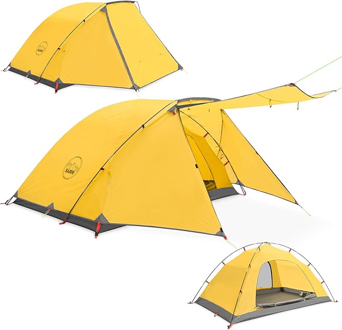 KAZOO 2/4 Person Camping Tent Outdoor Waterproof Family Large Tents 2/4 People Easy Setup Tent with Porch Double Layer
