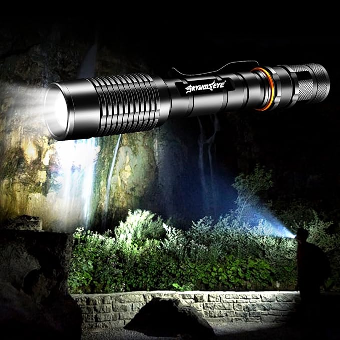 2 Pack 5 Modes LED Rechargeable 5000 High lumens Flashlights, Super Bright Zoomable Flashlight Waterproof for Kids Camping,emergencies