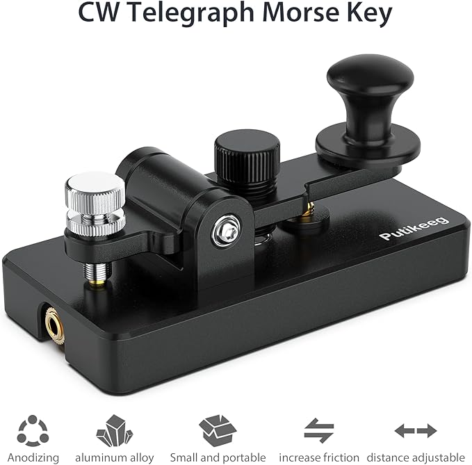 Classical Morse Mini Code Key Morse Code Paddle Key Aluminum Alloy Mini-Key Morse CW Portable Key Morse Practice Key Black