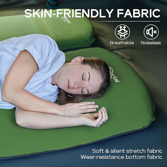 PORTAL Self Inflating Sleeping Pad for Camping, 3" Thick Memory Foam Camping Mattress with Pillow, Comfortable Camping Insulated Pad Mat for Outdoor
