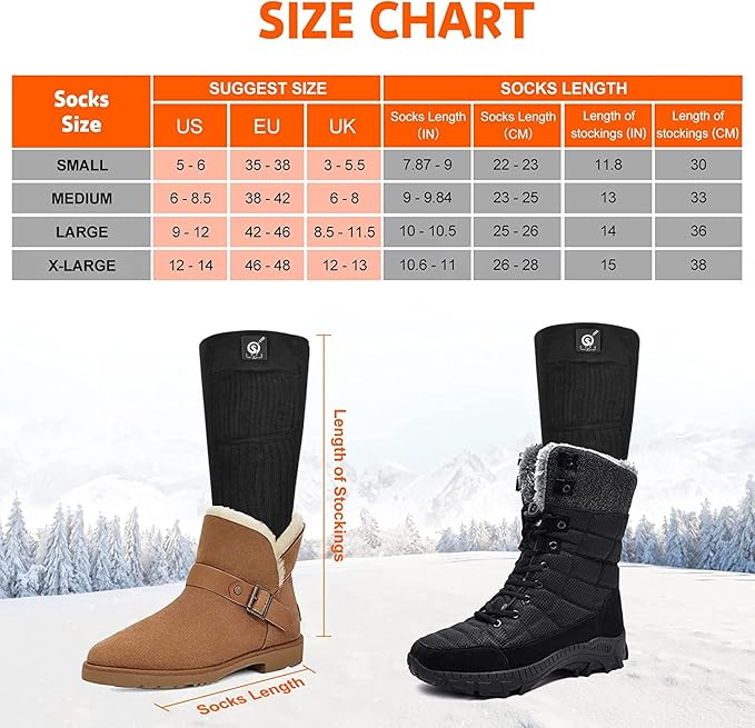 Upgraded Rechargeable Electric Heated Socks,7.4V 2200mAh Battery Powered Cold Weather Heat Socks for Men Women,Outdoor Riding Camping Hiking Motorcycle Skiing Warm Winter Socks
