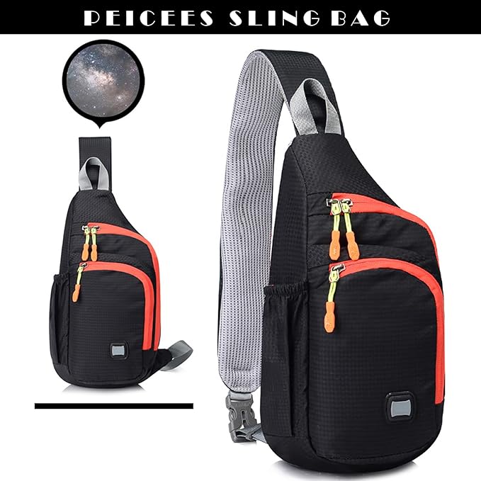 Peicees Small Sling Backpack Waterproof Unisex Shoulder Bag Chest Crossbody Daypack
