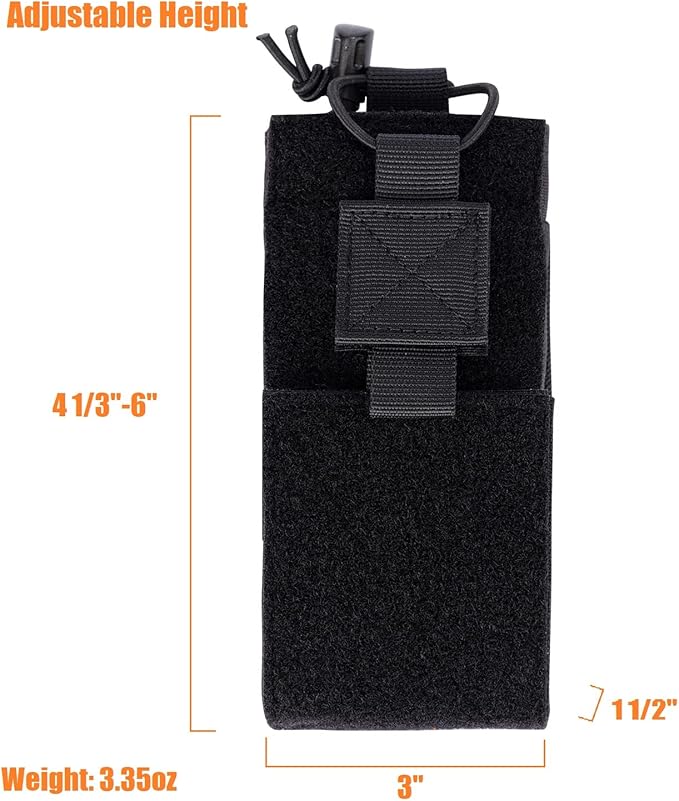 Adjustable Radio Pouch MOLLE Radio Holder for Tactical Duty Belt Two Ways Radio Holster Walkie Talkies Case Rifle Mag Carrier 5.56mm 7.62mm Magazine Nylon Carry Bag for Police Security Rescue