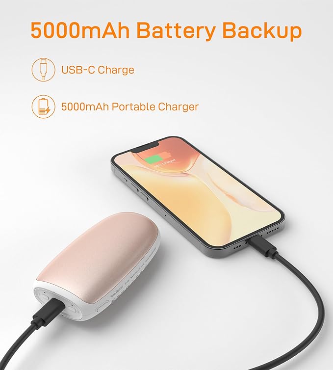 Hand Warmers Rechargeable, Electric Reusable 5000mAh Single Sided or Double Sided Heating Battery Pack for Football Winter Camping Fishing Skiing, Great Gift for Women and Men
