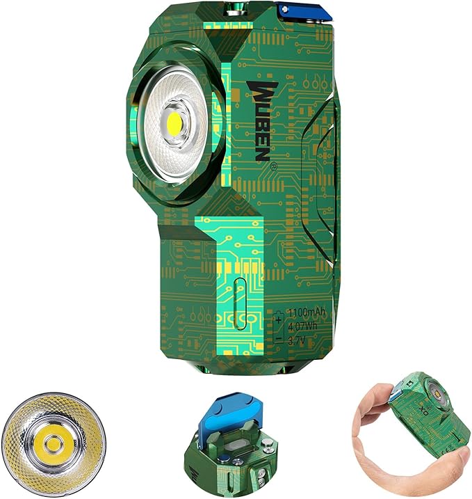 WUBEN X0 Rechargeable Mini Flashlight with Magnet, 900 Lumens Pocket EDC Flashlights, 175° Floodlight Right Angle Flashlight, Super Bright Small LED Flashlights for Camping, Inspection, Repair