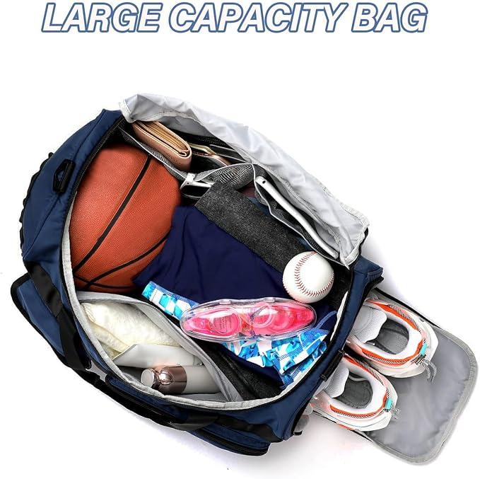 MAXTOP Gym Bag for Women Men Travel Duffle Bag Large Capacity Carry On Weekender Overnight Bag With Shoe Compartment Gym Tote Dry Wet Separation Duffel Bag for Travel