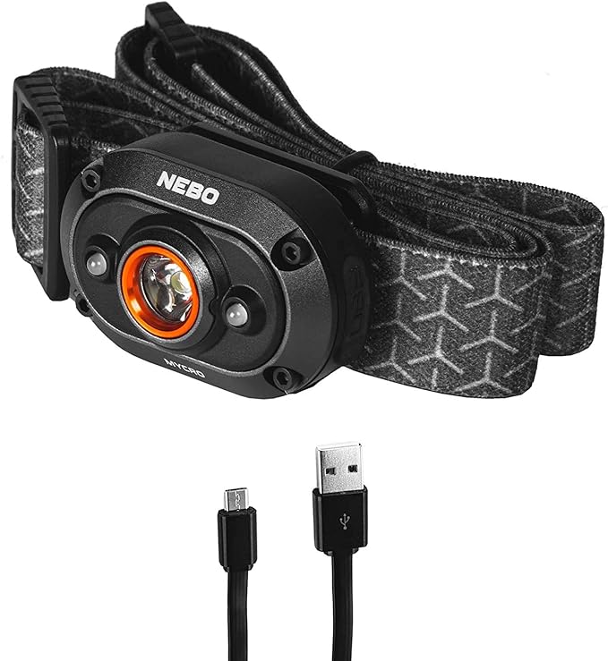 NEBO Redline 6K 6000-Lumen LED Rechargeable Bright Flashlight for EDC, Camping, Hunting, Hiking & MYCRO USB 400 Lumen Rechargeable, Adjustable LED Headlamp & Cap, Bright Spot Light for Camping