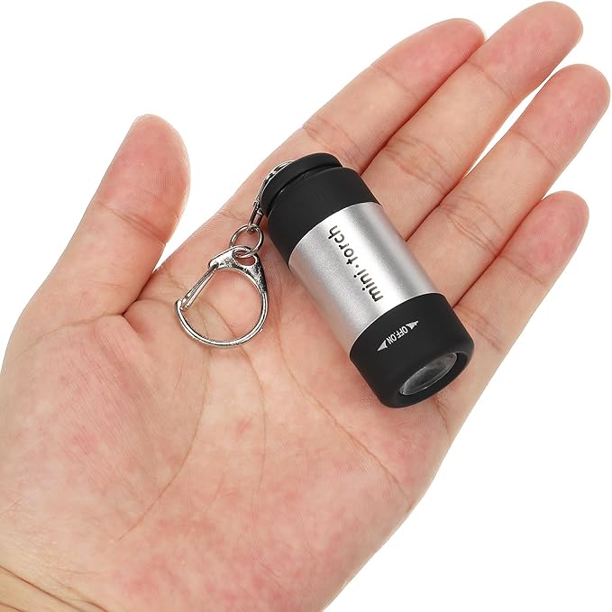PATIKIL 2.1" Mini Rechargeable LED Keychain Flashlight, EDC Portable Small Torch with USB Charging for Everyday Carry, Silver