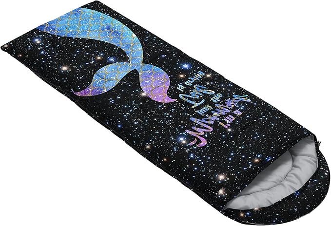 Kids Sleeping Bag for Boys Girls,Rocket Astronaut Moon Print-Lightweight Warm Portable Outdoor Indoor-Waterproof Cold Weather Resistant Sleeping Bag for Camping Hiking