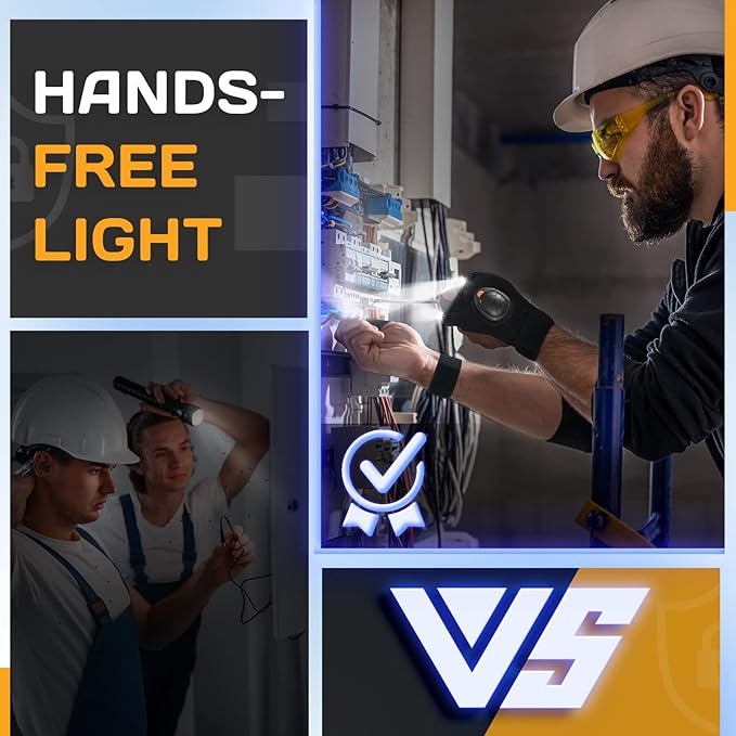 Stocking Stuffers LED Gloves with Waterproof Lights - 2 Pack Rechargeable Handsfree Finger Light Gifts for Men Women Cool Tools Gadgets Glove for Camping Fishing Unique Christmas Birthday Gift Ideas