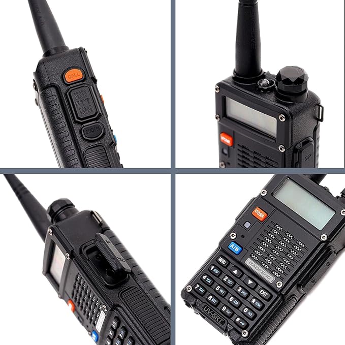BAOFENG UV-5RT Walkie Talkies Dual-Band Display, Dual-Standby, 5W Output Power, 128 Channels, FM Radio, LED Flashlight, Large LCD Display UV-5RT Portable Two Way Radio with AR-771 Antenna