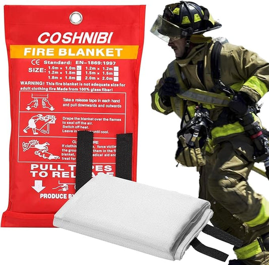 COSHNIBI Fire Blanket Emergency Fire Blanket for Home & Kitchen High Heat Resistant Fire Suppression Blankets Fiberglass Fire Blanket (1 pack)