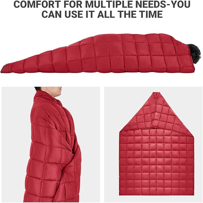 KingCamp Camping Blanket Lightweight, Multifunctional Warm Puffy Outdoor Blanket with Snap Button, Water Repellent, Packable, for Travel, Airplane, Hiking, Picnic