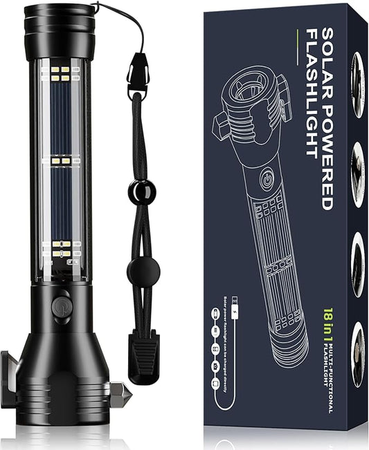 Otdair Solar/Rechargeable LED Flashlight, Multi Function Ultra Bright Flashlight, Emergency Strobe Light, USB-C Rechargeable, 5 Modes for Outdoor, Camping, Hiking