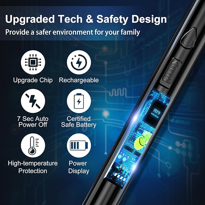 2 Pack Plasma Arc Electric Lighters Rechargeable - USB Long Reach for Scented Candles, BBQ Grill &Camping - Windproof Design Lighters