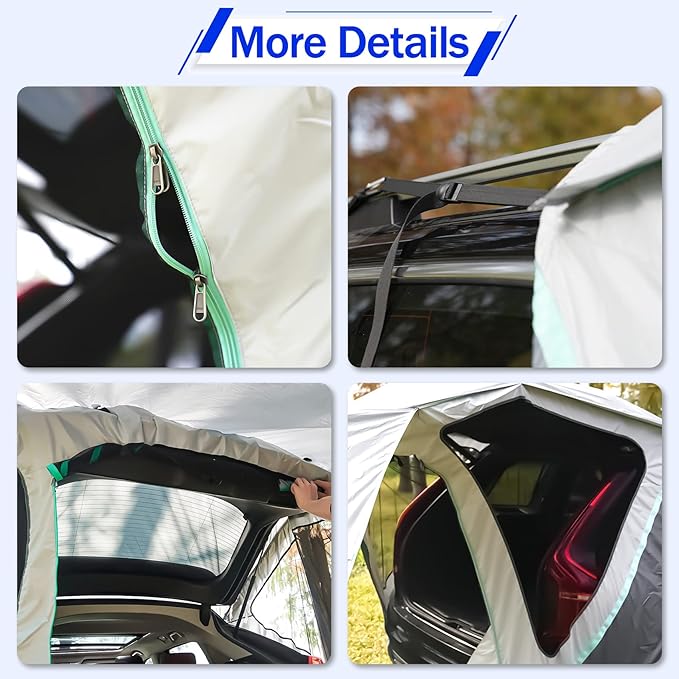 SUV Tailgate Tent with Three Sides Awning Shade & Transmittance Mosquito Net, Hatchback Camping Sunproof Car Tent, Universal SUV Windproof Car Camping Gear Tent Outdoor Travel.