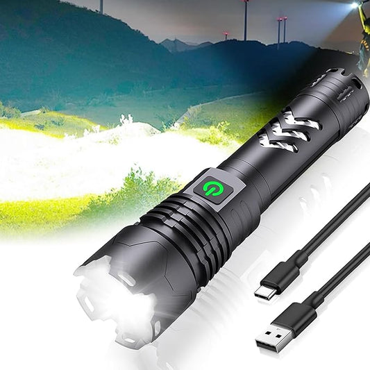 Tactical Flashlights,Super Bright Rechargeable LED Flashlights High Lumens,3000Lumen High Powered Flashlight with 5 Modes,Large Capacity,IP65 Waterproof Handheld Flash Light for Emergency, Camping