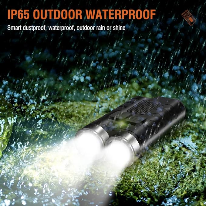 Mini Flashlight Keychain EDC Flashlight Rechargeable Magnet LED Bright 900LM Red UV Blue Light,IP65 Waterproof and 12 Light Modes Pocket Flashlight for Adventure Camping Black