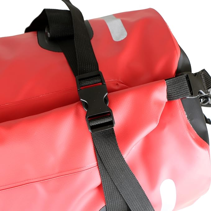Waterproof Duffle Bag Travel Dry Bag 500D PVC for Motorcycle Tail Kayaking Rafting Boating Swimming Camping Hiking Beach Fishing (Red, 60L)