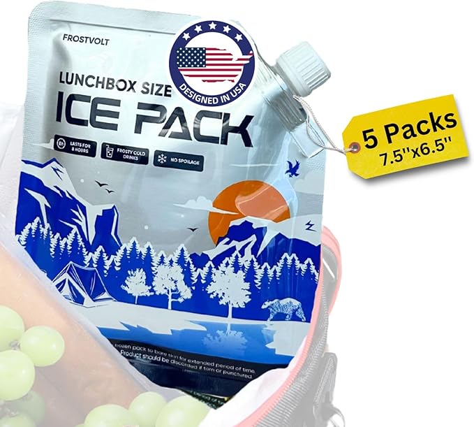 Reusable Ice Packs for Coolers and Lunch Boxes | High-Performance Cooler Ice Packs Reusable Long Lasting | Deep Freeze Lunch Box Ice Packs - for Picnic Cooler & Lunch Containers