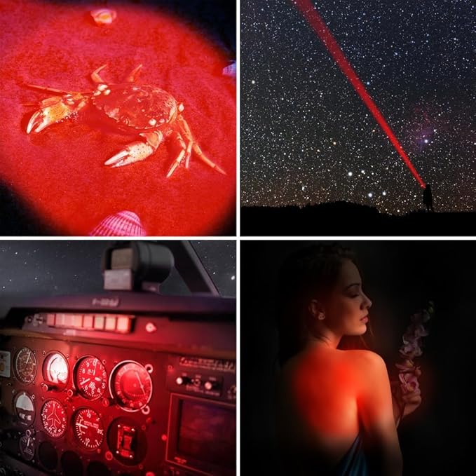 4 Pack Single Mode Red Light Flashlight, 1 Mode Red LED Flashlight Red Flashlight Torch, Red LED Red Light for Astronomy, Aviation, Night Observation