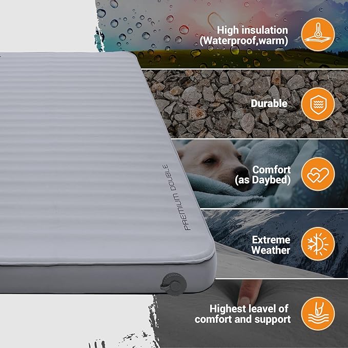 KingCamp Self Inflating Sleeping Pad for Camping Ultra Thick Double Single Foam Mattress High R Value Camping Air Pad Mat, Multi Colors & Sizes
