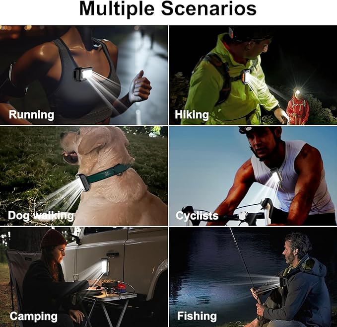 Clip on Rechargeable Night Running Lights for Runners Dog Walking, Waterproof Portable Magnetic Mini Handsfree Flashlight for Hiking, Cyclists,Jogging,Night Working, Camping, Outdoor Adventure