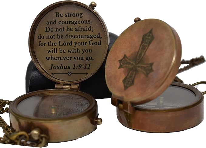 Engraved Compass, Confirmation Gift Ideas, Baptism Gifts Keepsake Compass Cross & Be Strong & Courageous, Confirmation Gift Ideas, Heavenly Gift Of Faith. Missionary, Birthday Gift,