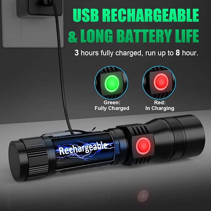 UV Flashlight Black Light, 3 in-1 Blacklight Flashlight High Lumens Rechargeable, Magnetic LED Flashlight with COB Work Light, 7 Mode Waterproof Flash Light for Emergency Camping Pet Urine Detection
